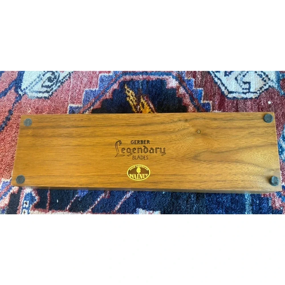 Vintage GERBER Legendary Blades 2 Pc Carving Set: Walnut Box Ron / Little Snick